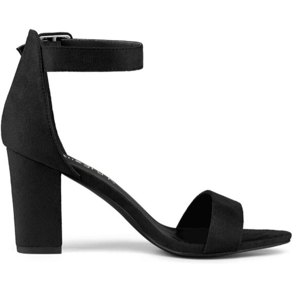 Allegra K Woman's Open Toe Chunky High Heel Ankle Strap Sandals Black 10 - Picture 11 of 11